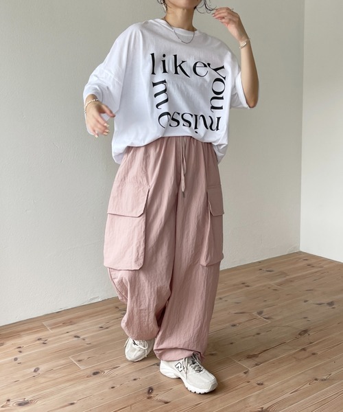 wee9s（ウィークス）の「super loose cargo shaka pants / スーパールーズカーゴシャカパンツ（カーゴパンツ・レディース・ブラック/ピンク/アイボリー/ホワイト・FREE）」の9枚目の写真