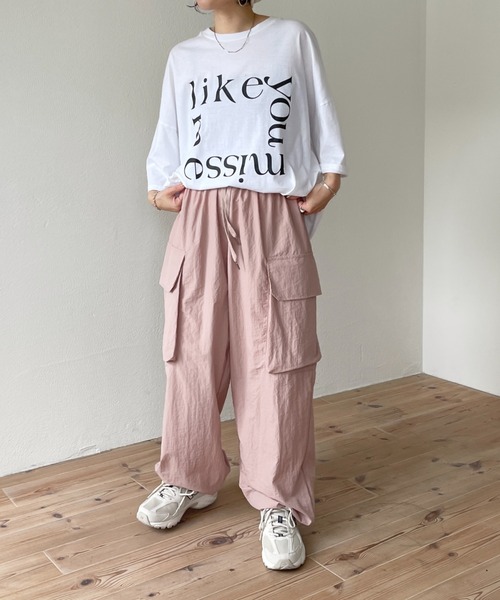 wee9s（ウィークス）の「super loose cargo shaka pants / スーパールーズカーゴシャカパンツ（カーゴパンツ・レディース・ブラック/ピンク/アイボリー/ホワイト・FREE）」の10枚目の写真