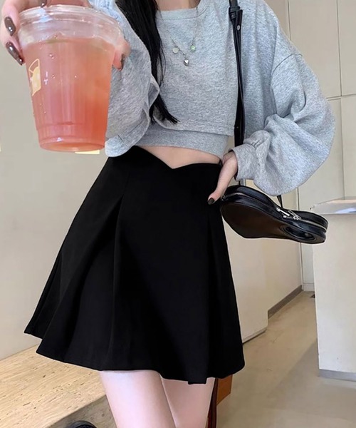NinaetLina(ニナエリナ)の「ハイウエストAラインミニスカート(スカート・レディース・ブラック・S/M/L/XL)」の8枚目の写真