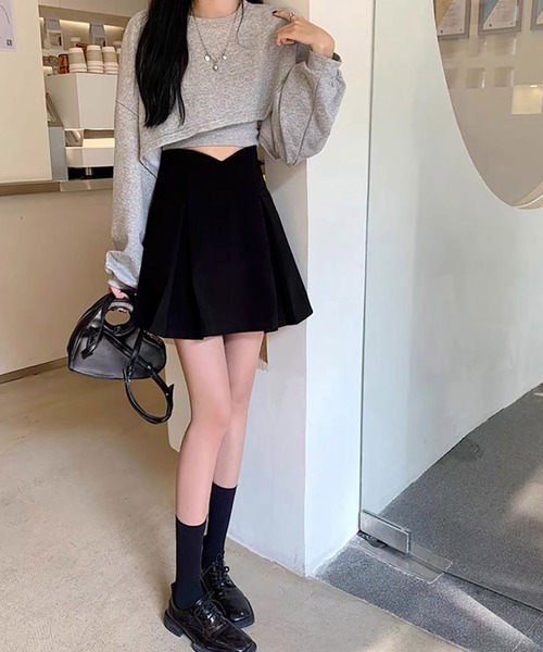 NinaetLina(ニナエリナ)の「ハイウエストAラインミニスカート(スカート・レディース・ブラック・S/M/L/XL)」の5枚目の写真