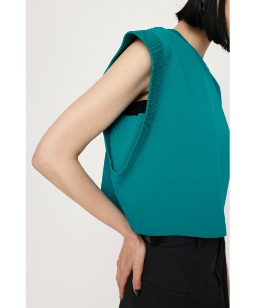 SLY（スライ）の「ROLL UP KNIT TOPS ロールアップ ニット トップス サマーニット セットアップ可能（ニット/セーター・レディース・ブラック/ターコイズブルー/レッド/アイボリー・FREE）」の21枚目の写真