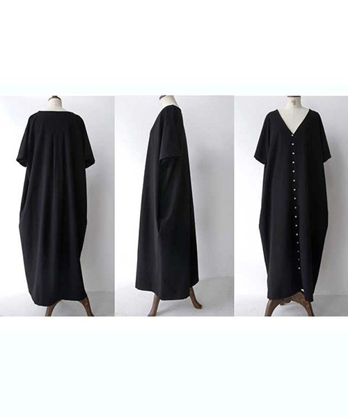 almost ready（オルモストレディー）の「[almost ready]Vネックオーバーワンピース（ワンピース・レディース・ブラック/ブラウン/レッド・MEDIUM）」の5枚目の写真