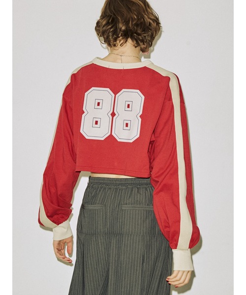 jouetie（ジュエティ）の「ラインナンバリングロンT（Tシャツ/カットソー・レディース・レッド/アイボリー/ブラック・MEDIUM）」の3枚目の写真