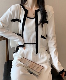 バイカラーカーディガンアンサンブル