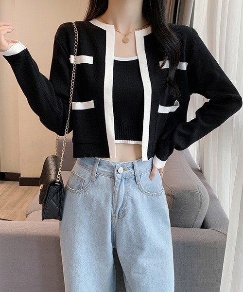 SpRay（スプレイ）の「バイカラーカーディガンアンサンブル（カーディガン/ボレロ・レディース・ベージュ/ホワイト/ブラック・FREE）」の22枚目の写真