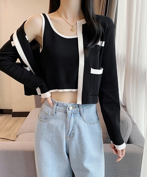 SpRay（スプレイ）の「バイカラーカーディガンアンサンブル（カーディガン/ボレロ・レディース・ベージュ/ホワイト/ブラック・FREE）」の20枚目の写真