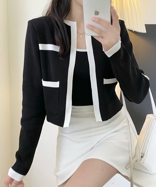 SpRay（スプレイ）の「バイカラーカーディガンアンサンブル（カーディガン/ボレロ・レディース・ベージュ/ホワイト/ブラック・FREE）」の19枚目の写真