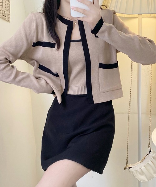 SpRay（スプレイ）の「バイカラーカーディガンアンサンブル（カーディガン/ボレロ・レディース・ベージュ/ホワイト/ブラック・FREE）」の8枚目の写真