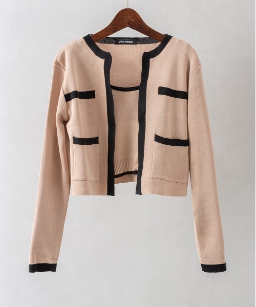 SpRay（スプレイ）の「バイカラーカーディガンアンサンブル（カーディガン/ボレロ・レディース・ベージュ/ホワイト/ブラック・FREE）」の5枚目の写真