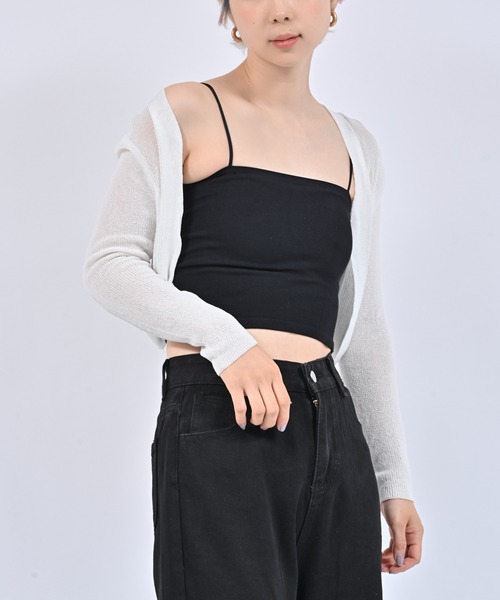 シアーボレロカーディガン （CORAL） セール】シアーボレロ