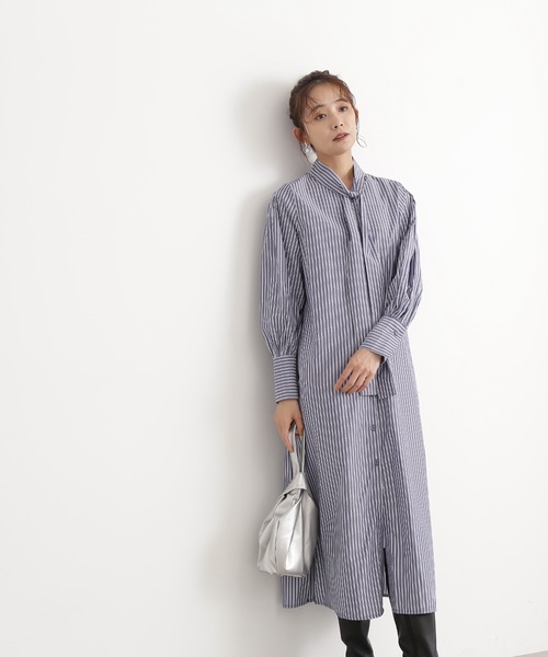 N.（N. Natural Beauty Basic）（エヌエヌナチュラルビューティーベーシック）の「◆ストライプボウタイ付シャツワンピース（シャツワンピース・レディース・ネイビー/ブルー・MEDIUM）」の13枚目の写真