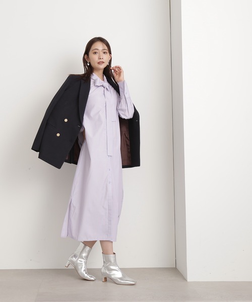 N.（N. Natural Beauty Basic）（エヌエヌナチュラルビューティーベーシック）の「◆ストライプボウタイ付シャツワンピース（シャツワンピース・レディース・ネイビー/ブルー・MEDIUM）」の22枚目の写真