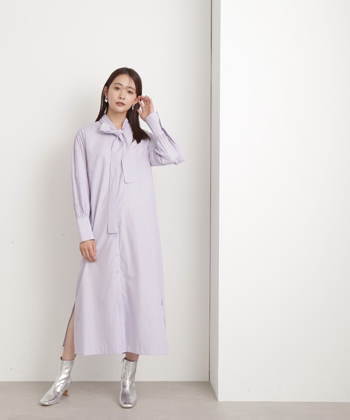 N.（N. Natural Beauty Basic）（エヌエヌナチュラルビューティーベーシック）の「◆ストライプボウタイ付シャツワンピース（シャツワンピース・レディース・ネイビー/ブルー・MEDIUM）」の17枚目の写真