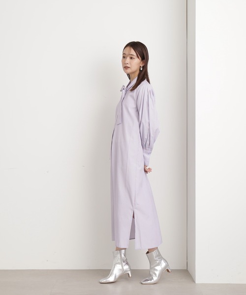 N.（N. Natural Beauty Basic）（エヌエヌナチュラルビューティーベーシック）の「◆ストライプボウタイ付シャツワンピース（シャツワンピース・レディース・ネイビー/ブルー・MEDIUM）」の19枚目の写真