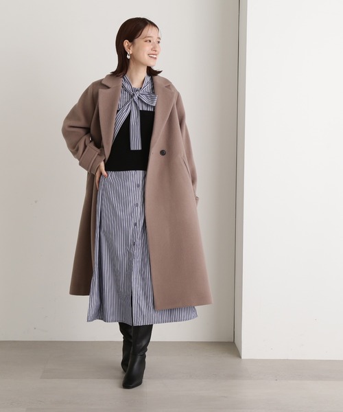 N.（N. Natural Beauty Basic）（エヌエヌナチュラルビューティーベーシック）の「◆ストライプボウタイ付シャツワンピース（シャツワンピース・レディース・ネイビー/ブルー・MEDIUM）」の4枚目の写真