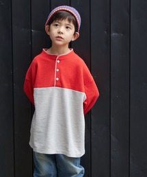 PAIRMANON STREET | 【PAIRMANON STREET】配色 ワッフル ヘンリーネック ロンT(Tシャツ/カットソー)