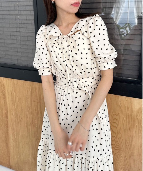 OLIVE des OLIVE（オリーブデオリーブ）の「ダブルフロントベルト付きワンピース　1032090050（ワンピース・レディース・ラベンダー/ブラック/オフホワイト・FREE）」の17枚目の写真