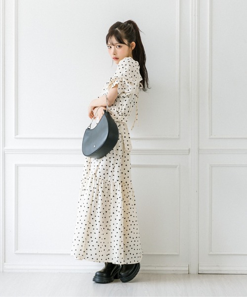 OLIVE des OLIVE（オリーブデオリーブ）の「ダブルフロントベルト付きワンピース　1032090050（ワンピース・レディース・ラベンダー/ブラック/オフホワイト・FREE）」の6枚目の写真