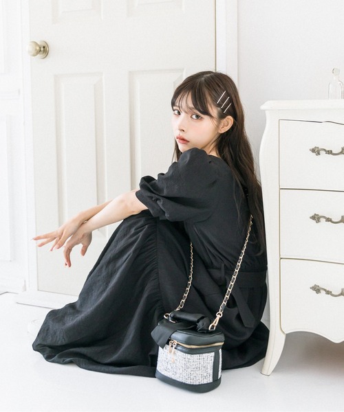 OLIVE des OLIVE（オリーブデオリーブ）の「ダブルフロントベルト付きワンピース　1032090050（ワンピース・レディース・ラベンダー/ブラック/オフホワイト・FREE）」の21枚目の写真