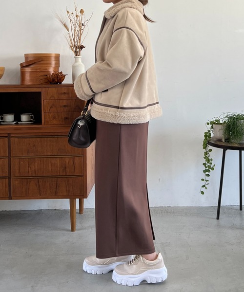 un dix cors（アンディコール）の「フェイクファームートンコート（ムートンコート・レディース・ベージュ・FREE）」の13枚目の写真