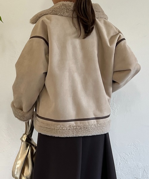 un dix cors（アンディコール）の「フェイクファームートンコート（ムートンコート・レディース・ベージュ・FREE）」の22枚目の写真