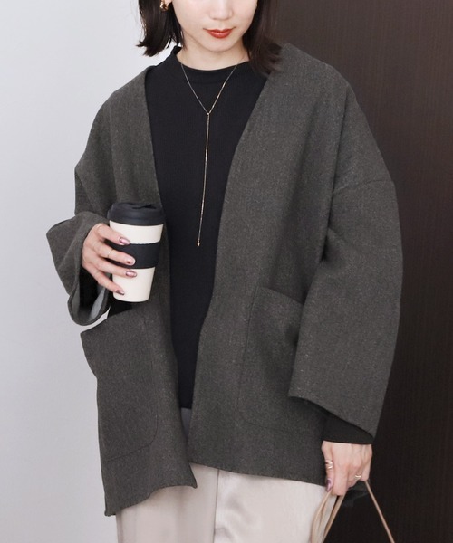 reca（レカ）の「メルトンノーカラージャケット（ノーカラージャケット