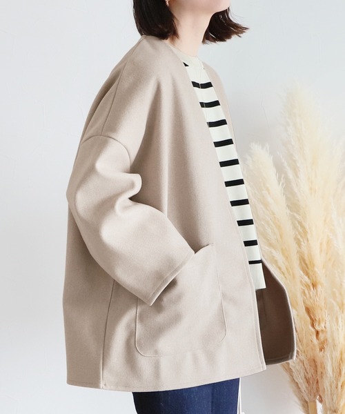 reca（レカ）の「メルトンノーカラージャケット（ノーカラージャケット