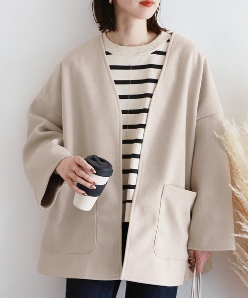 reca（レカ）の「メルトンノーカラージャケット（ノーカラージャケット