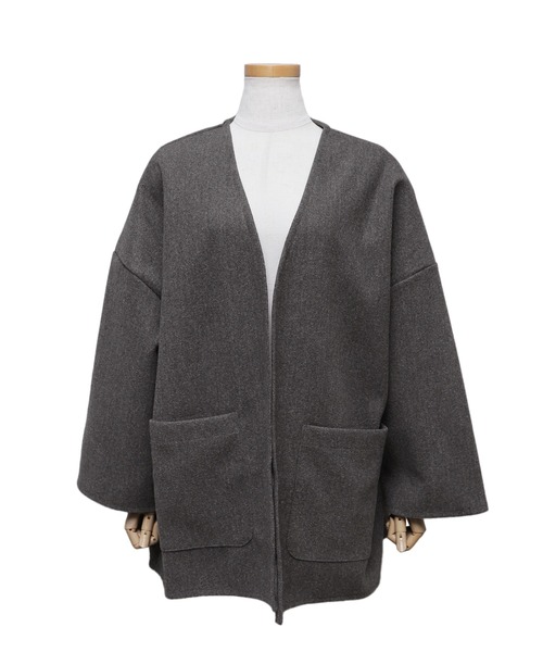 reca（レカ）の「メルトンノーカラージャケット（ノーカラージャケット・レディース・オートミール/チャコールグレー・M）」の20枚目の写真