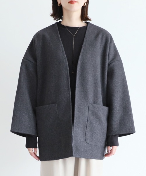 極美品♡ナインアール rrrrrrrrr ノーカラー ジャケット reca（レカ）の「メルトンノーカラージャケット（ノーカラージャケット