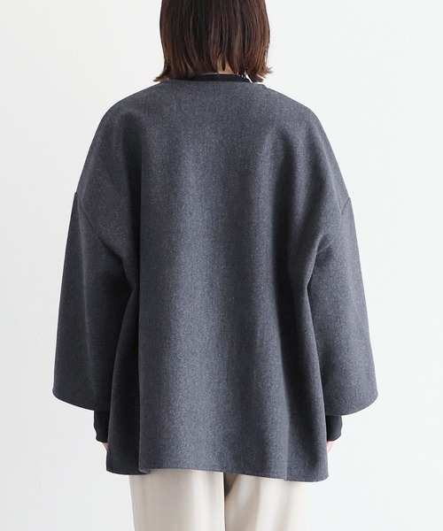 reca（レカ）の「メルトンノーカラージャケット（ノーカラージャケット・レディース・オートミール/チャコールグレー・M）」の16枚目の写真