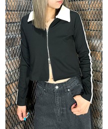 衿付きダブルZIPコンパクトトップス