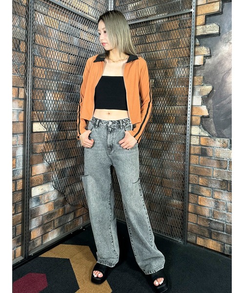 CECIL McBEE（セシルマクビー）の「衿付きダブルZIPコンパクトトップス（Tシャツ/カットソー・レディース・アイボリー/オレンジ/ブラック・MEDIUM/LARGE）」の5枚目の写真