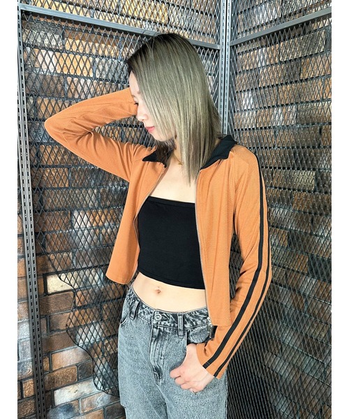 CECIL McBEE（セシルマクビー）の「衿付きダブルZIPコンパクトトップス（Tシャツ/カットソー・レディース・アイボリー/オレンジ/ブラック・MEDIUM/LARGE）」の4枚目の写真