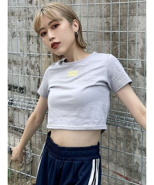 MURUA（ムルーア）の「mumuクロップトTシャツ（Tシャツ/カットソー・レディース・ホワイト/ブラック/グレー/その他1・FREE）」の8枚目の写真