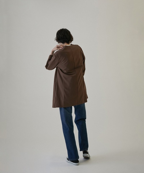 SALON adam et rope'(サロン アダム エ ロペ)の「【ZOZOTOWN限定】カラーレスオーバージャケット(ノーカラージャケット・レディース・ブラック/ブラウン/グレー×ホワイト・M/S)」の10枚目の写真