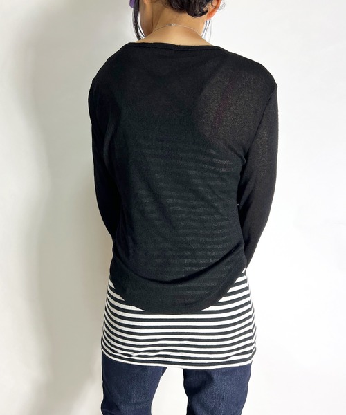 BEATJIVE（ビートジャイブ）の「カーディガンライク ニット セーター 薄手  レディース  春服（ニット/セーター・レディース・グレー/ホワイト/ブラック・FREE）」の6枚目の写真