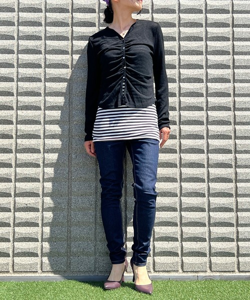 BEATJIVE（ビートジャイブ）の「カーディガンライク ニット セーター 薄手  レディース  春服（ニット/セーター・レディース・グレー/ホワイト/ブラック・FREE）」の4枚目の写真