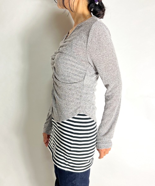 BEATJIVE（ビートジャイブ）の「カーディガンライク ニット セーター 薄手  レディース  春服（ニット/セーター・レディース・グレー/ホワイト/ブラック・FREE）」の11枚目の写真