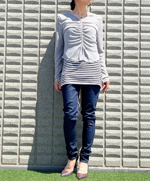 BEATJIVE（ビートジャイブ）の「カーディガンライク ニット セーター 薄手  レディース  春服（ニット/セーター・レディース・グレー/ホワイト/ブラック・FREE）」の10枚目の写真