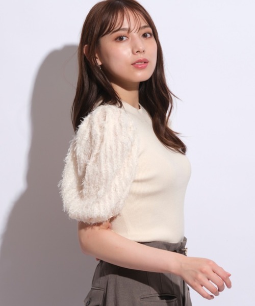 2024AW★新品★ジャスグリッティー　フラッフィーボートニット　マイストラーダ Mystrada（マイストラーダ）の「フラッフィーカーデ（ニット/セーター