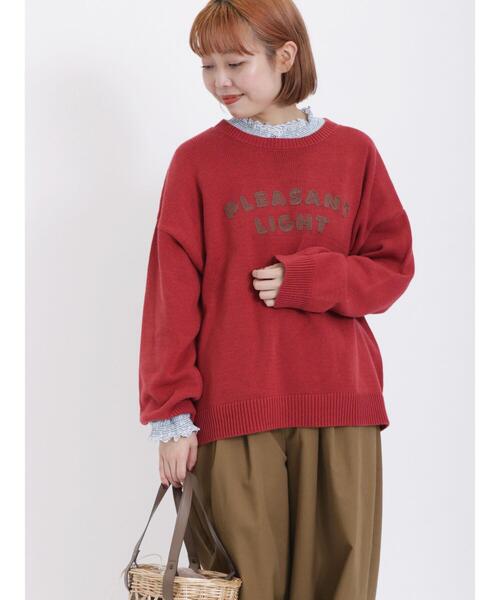 Samansa Mos2(サマンサ モスモス)の「ロゴアソートチェーン刺繍ニット(ニット/セーター・レディース・グリーン/ブラック/レッド/マスタード/ブルー/キナリ・F)」の6枚目の写真