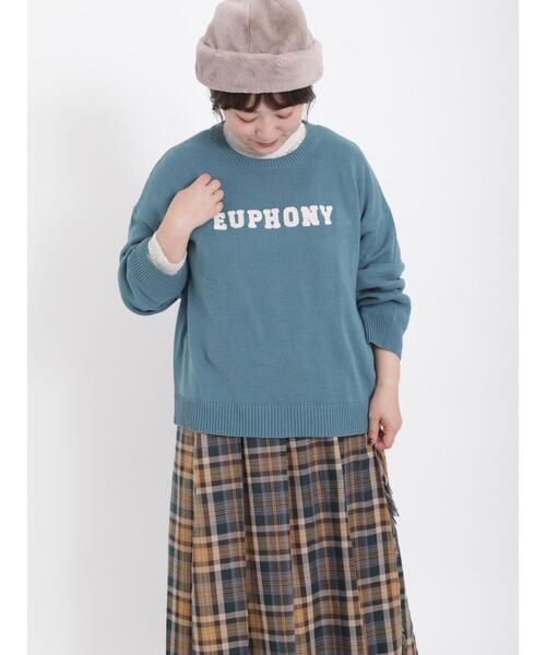 Samansa Mos2(サマンサ モスモス)の「ロゴアソートチェーン刺繍ニット(ニット/セーター・レディース・グリーン/ブラック/レッド/マスタード/ブルー/キナリ・F)」の3枚目の写真