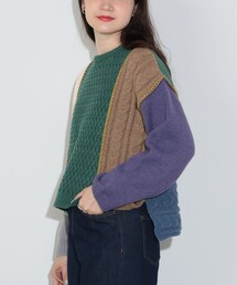 BEAMS HEART | パッチワーク配色 プルオーバーニット（ウォッシャブル）(ニット/セーター)