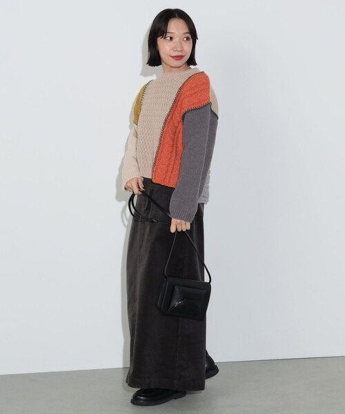 BEAMS HEART（ビームスハート）の「パッチワーク配色 プルオーバーニット（ウォッシャブル）（ニット/セーター・レディース・ネイビー/アイボリー/ベージュ/ブラウン系その他/グリーン・FREE）」の8枚目の写真