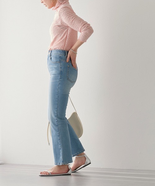 Petitjo(プッチージョ)の「【品番振替】小さいサイズ すごく伸びるブーツカットデニムパンツ ストレッチジーンズ 低身長さん・小柄女性(デニムパンツ・レディース・ネイビー/ブルー系・61/58/67/64)」の8枚目の写真