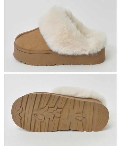 Re:EDIT（リエディ）の「[大きいサイズ有]厚底フェイクファームートンスリッパ（スリッポン・レディース・アイボリー/キャメル/ブラック・SMALL/XX-LARGE/X-LARGE/LARGE/MEDIUM）」の14枚目の写真