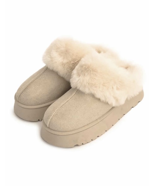 Re:EDIT（リエディ）の「[大きいサイズ有]厚底フェイクファームートンスリッパ（スリッポン・レディース・アイボリー/キャメル/ブラック・SMALL/XX-LARGE/X-LARGE/LARGE/MEDIUM）」の18枚目の写真