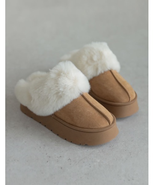 Re:EDIT（リエディ）の「[大きいサイズ有]厚底フェイクファームートンスリッパ（スリッポン・レディース・アイボリー/キャメル/ブラック・SMALL/XX-LARGE/X-LARGE/LARGE/MEDIUM）」の20枚目の写真