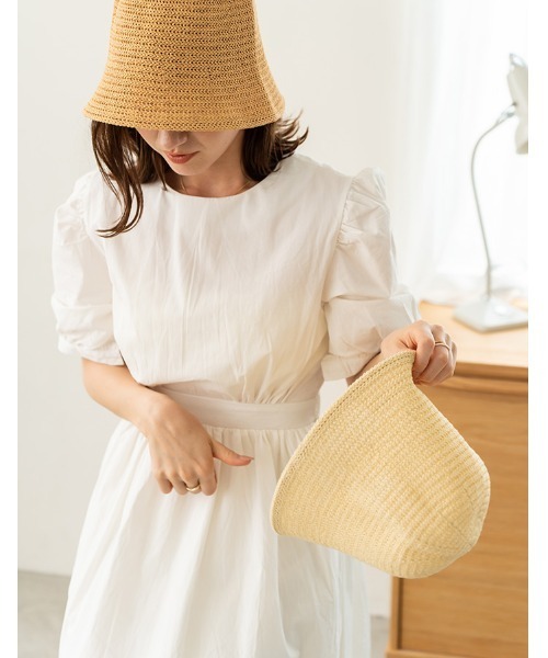 chocomee（チョコミー）の「back open waist one-piece（ワンピース・レディース・ホワイト/マスタード・FREE）」の6枚目の写真